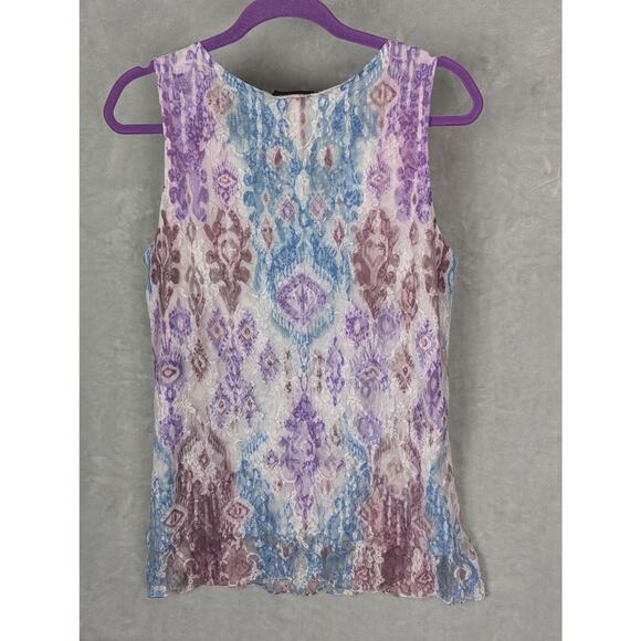 brittany black Studded loose tank top sz PL nylon/span/poly Aztecdesign 2 layer - Picture 5 of 5